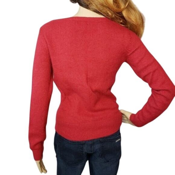 Apt. 9 Red Angora Blend Cardigan Sweater Size S diamond Button Front Long Sleeve - Picture 5 of 7